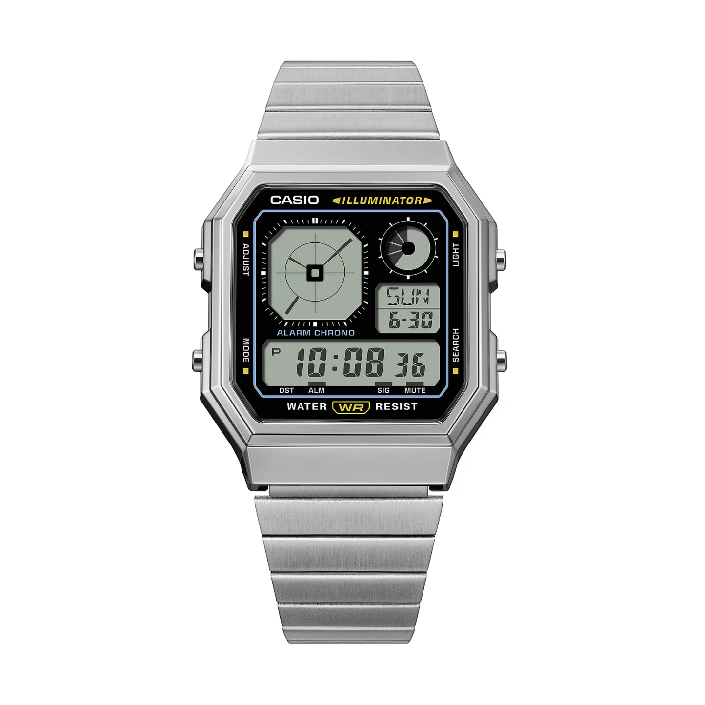 Reloj Digital Vintage Plateado Unisex