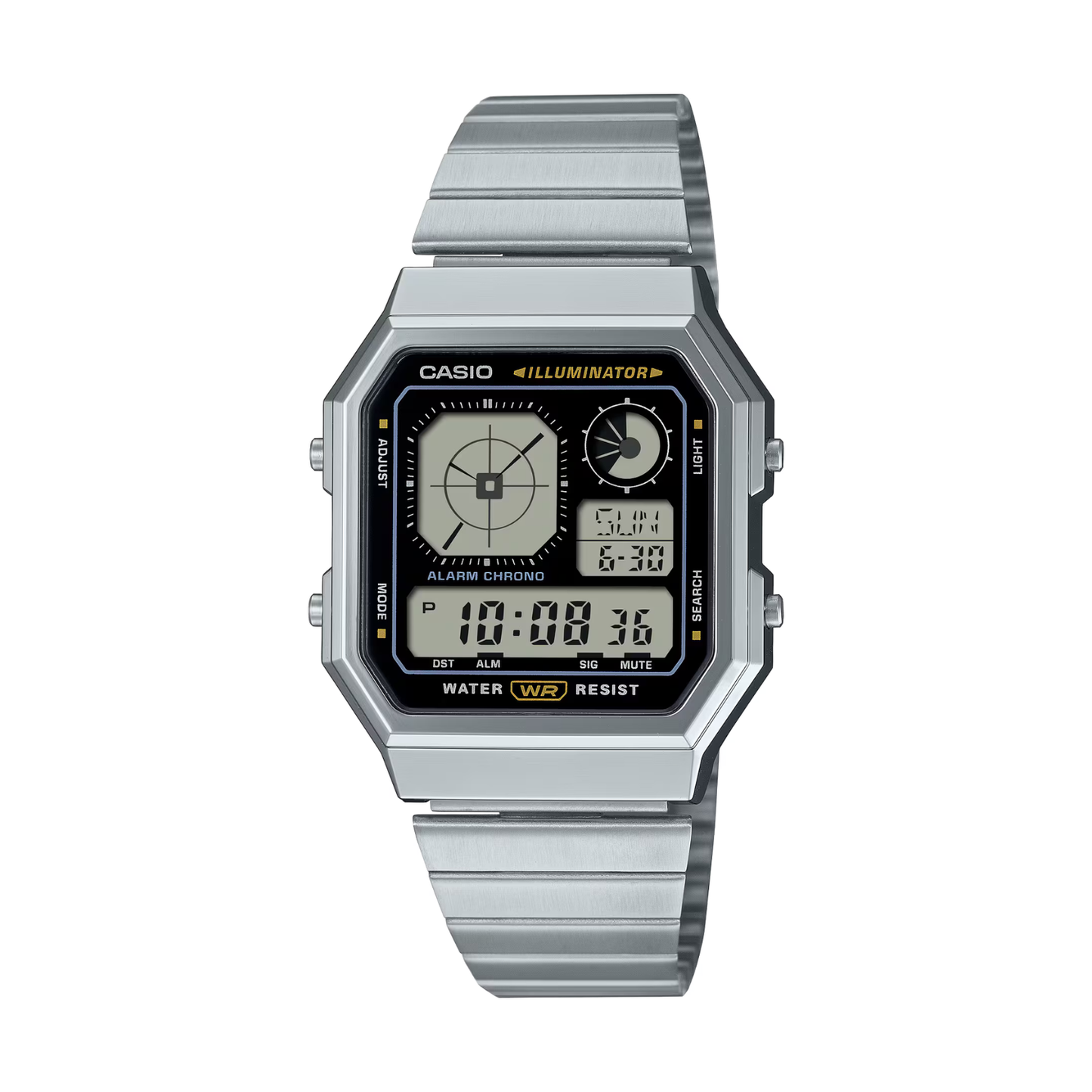 Reloj Digital Vintage Plateado Unisex