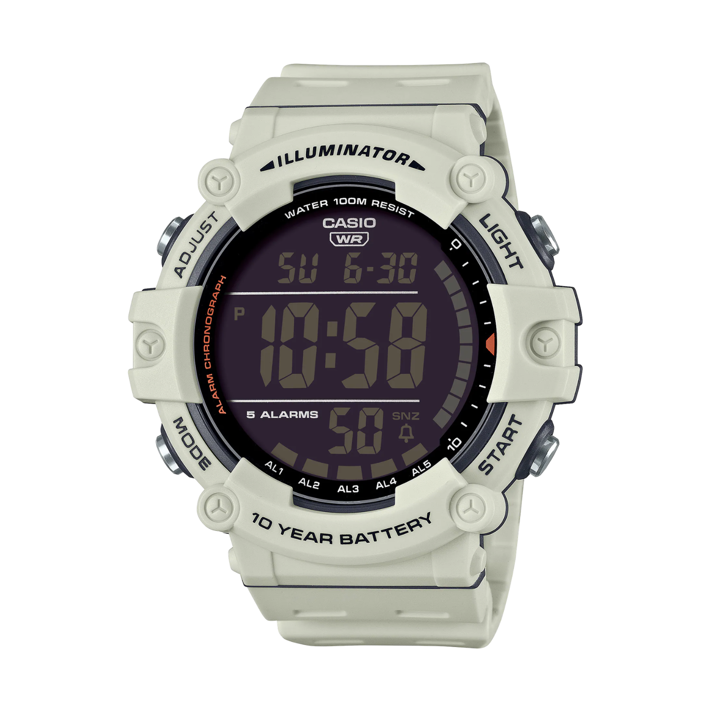 Reloj Digital Deportivo Crema de Hombre