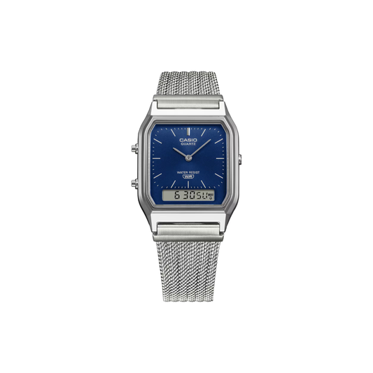 Reloj Análogo Digital Vintage Plateado de Hombre