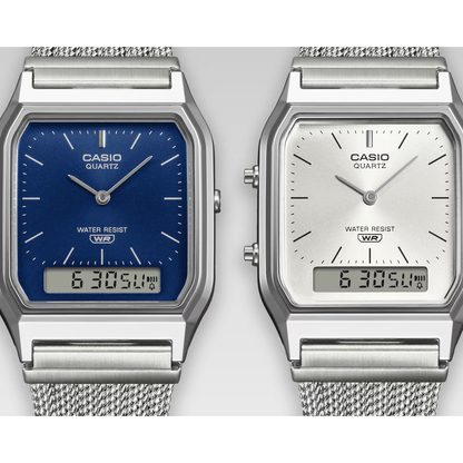 Reloj Análogo Digital Vintage Plateado de Hombre