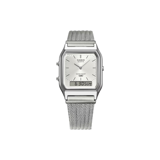 Reloj Análogo Digital Vintage Plateado Unisex