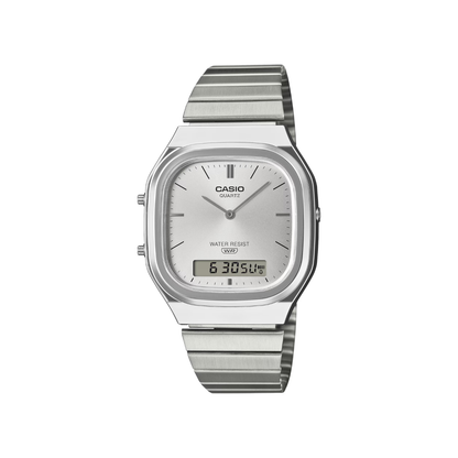 Reloj Análogo Digital Vintage Plateado Unisex