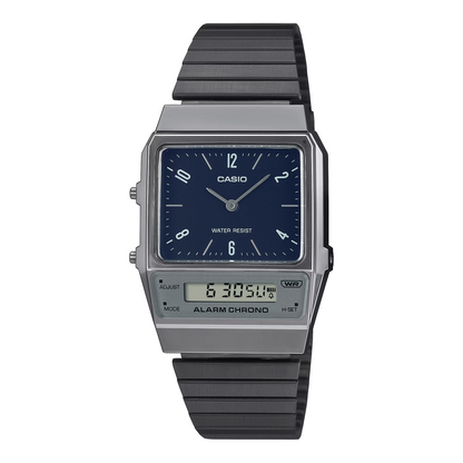 Reloj Análogo-Digital Vintage Plateado de Hombre