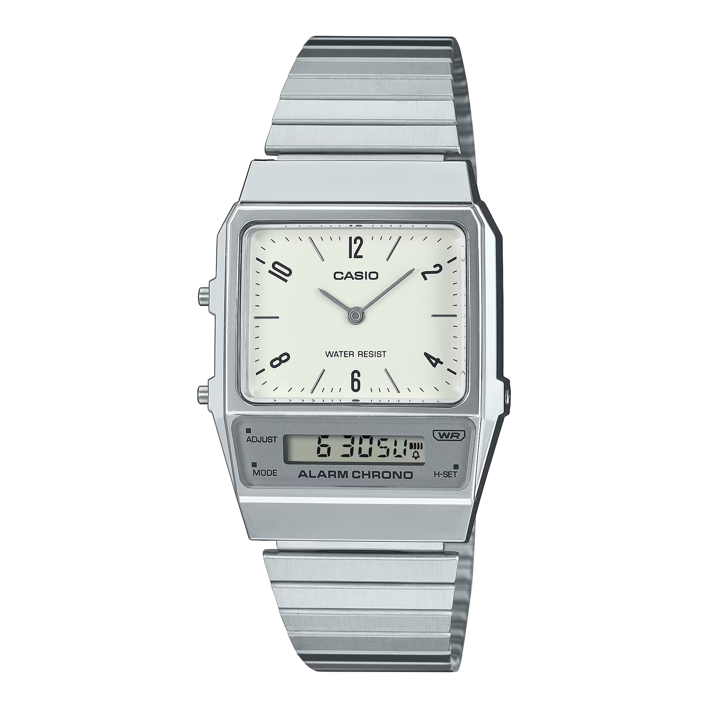 Reloj Análogo-Digital Vintage Plateado de Hombre