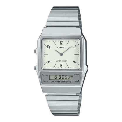 Reloj Análogo-Digital Vintage Plateado de Hombre