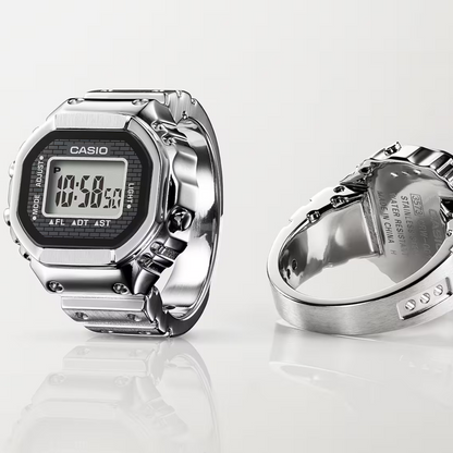 Reloj Digital Tipo Anillo 50th Aniversary Vintage Plateado Unisex