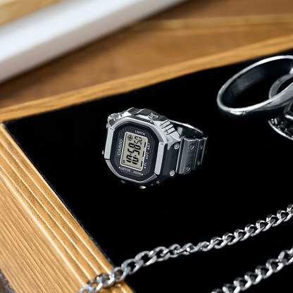 Reloj Digital Tipo Anillo 50th Aniversary Vintage Plateado Unisex
