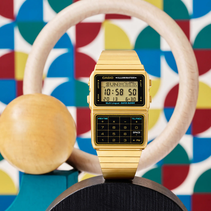 Reloj Digital Vintage Dorado Data Bank Unisex