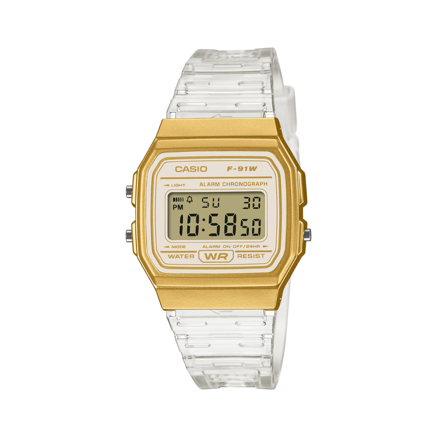 Reloj Digital Casual Dorado Transparente de Mujer