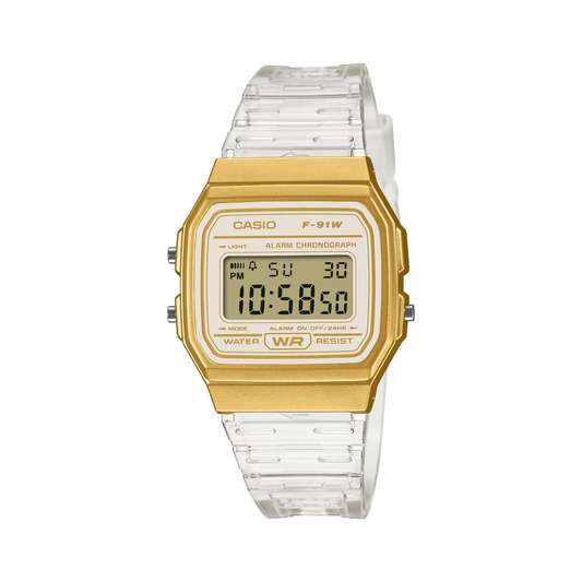 Reloj Digital Casual Dorado Transparente de Mujer