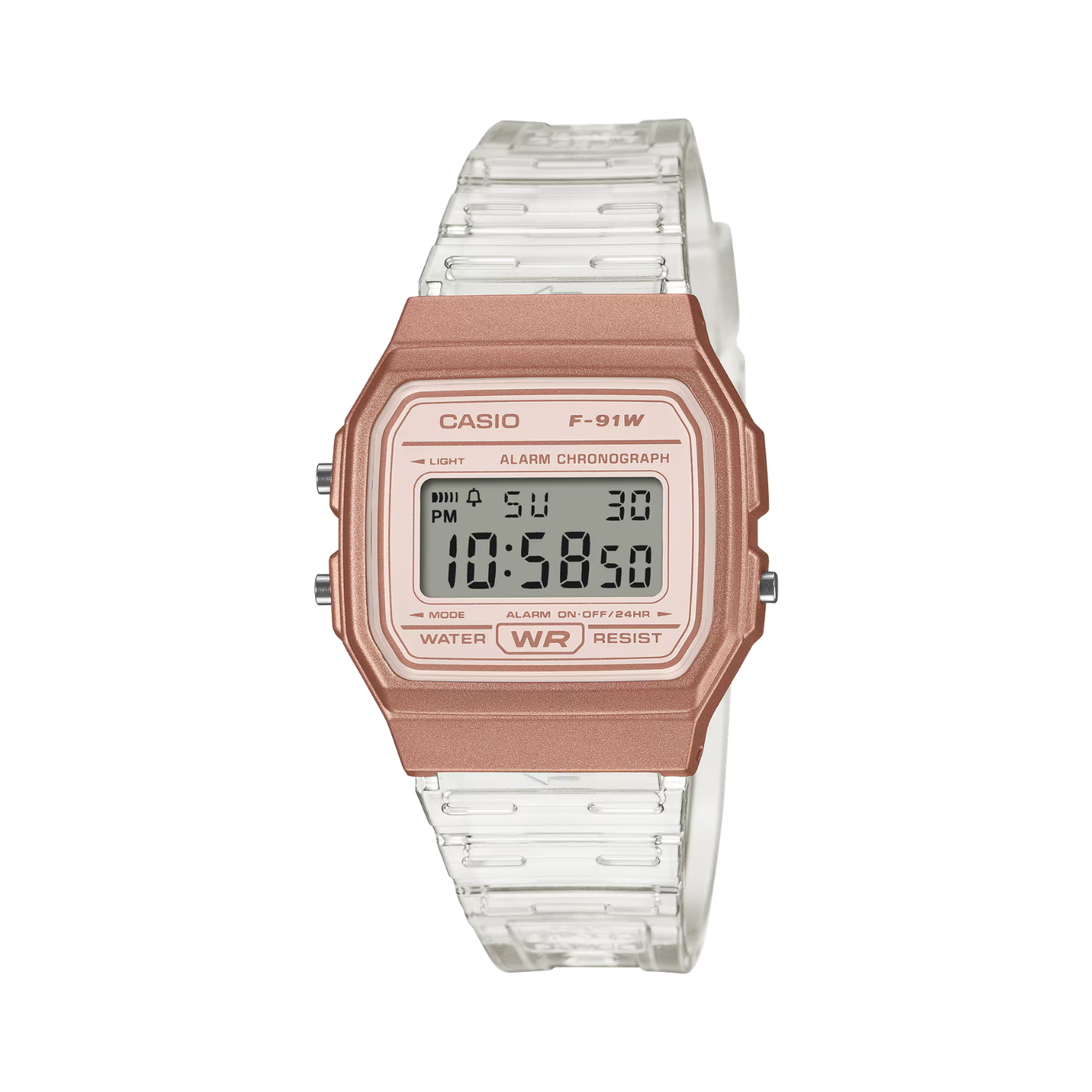 Reloj Digital Casual Oro Rosa Transparente de Mujer