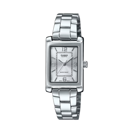 Reloj Análogo Clásico Plateado de Mujer