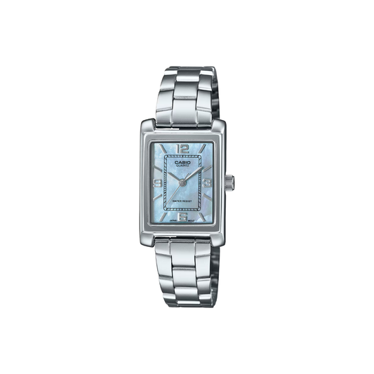 Reloj Análogo Clásico Plateado de Mujer