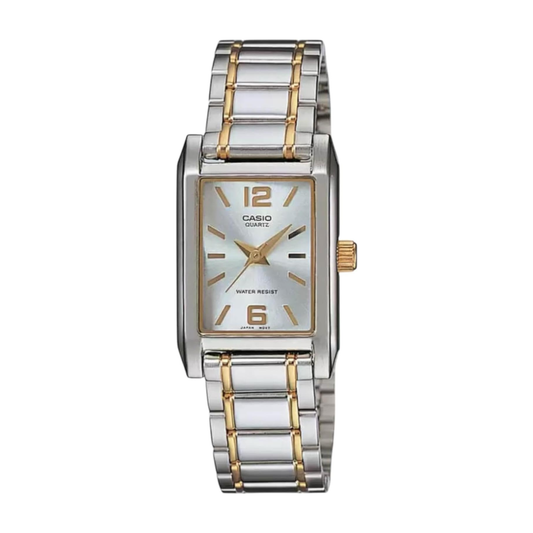 Reloj Análogo Clásico Doble Tono de Mujer