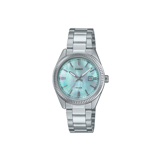 Reloj Análogo Clásico Plateado de Mujer