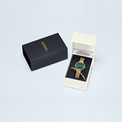 Reloj Análogo Clásico Dorado de Mujer en Set