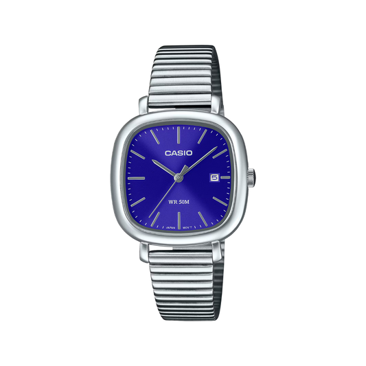 Reloj Análogo Clásico Plateado de Mujer