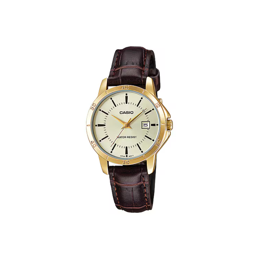 Reloj Análogo Clásico Dorado de Mujer