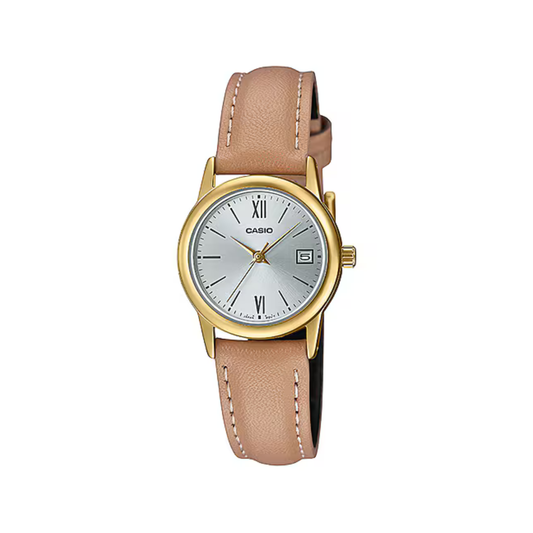 Reloj Análogo Clásico Dorado de Mujer