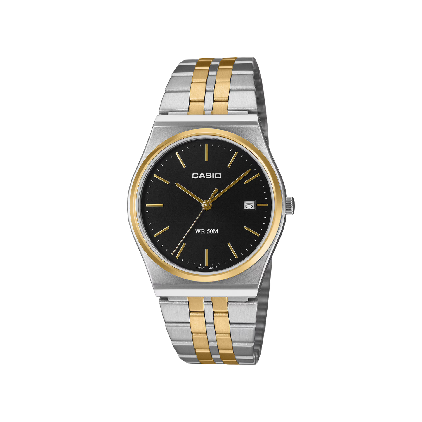 Reloj Análogo Clásico Plateado Doble Tono de Hombre