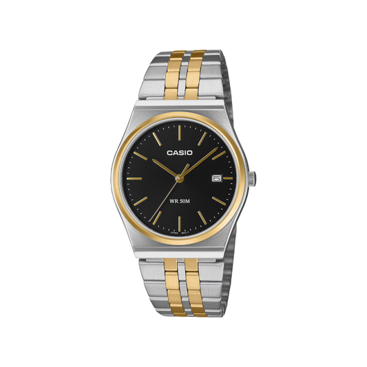 Reloj Análogo Clásico Plateado Doble Tono de Hombre