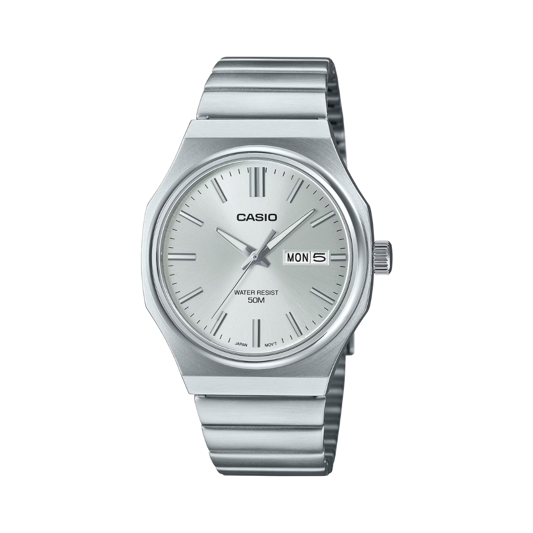 Reloj Análogo Clásico Plateado de Hombre