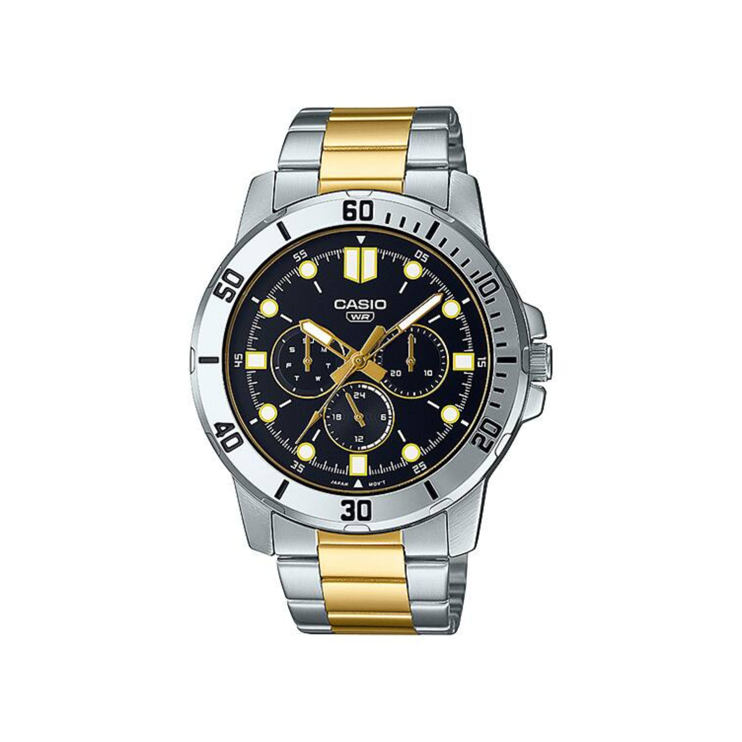 Reloj Análogo Deportivo Plateado Doble Tono de Hombre