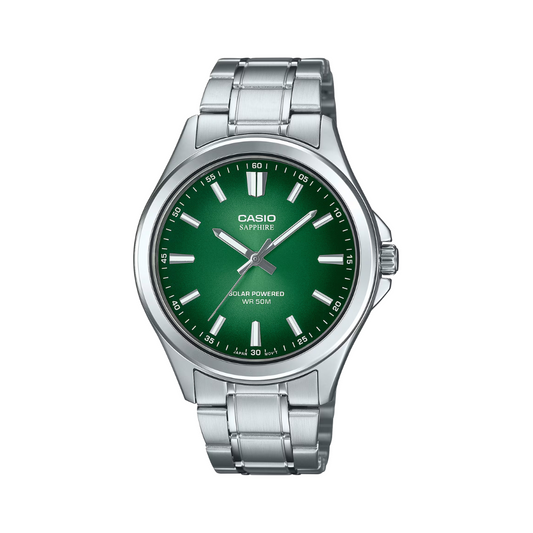 Reloj Análogo Solar Clásico Plateado de Hombre