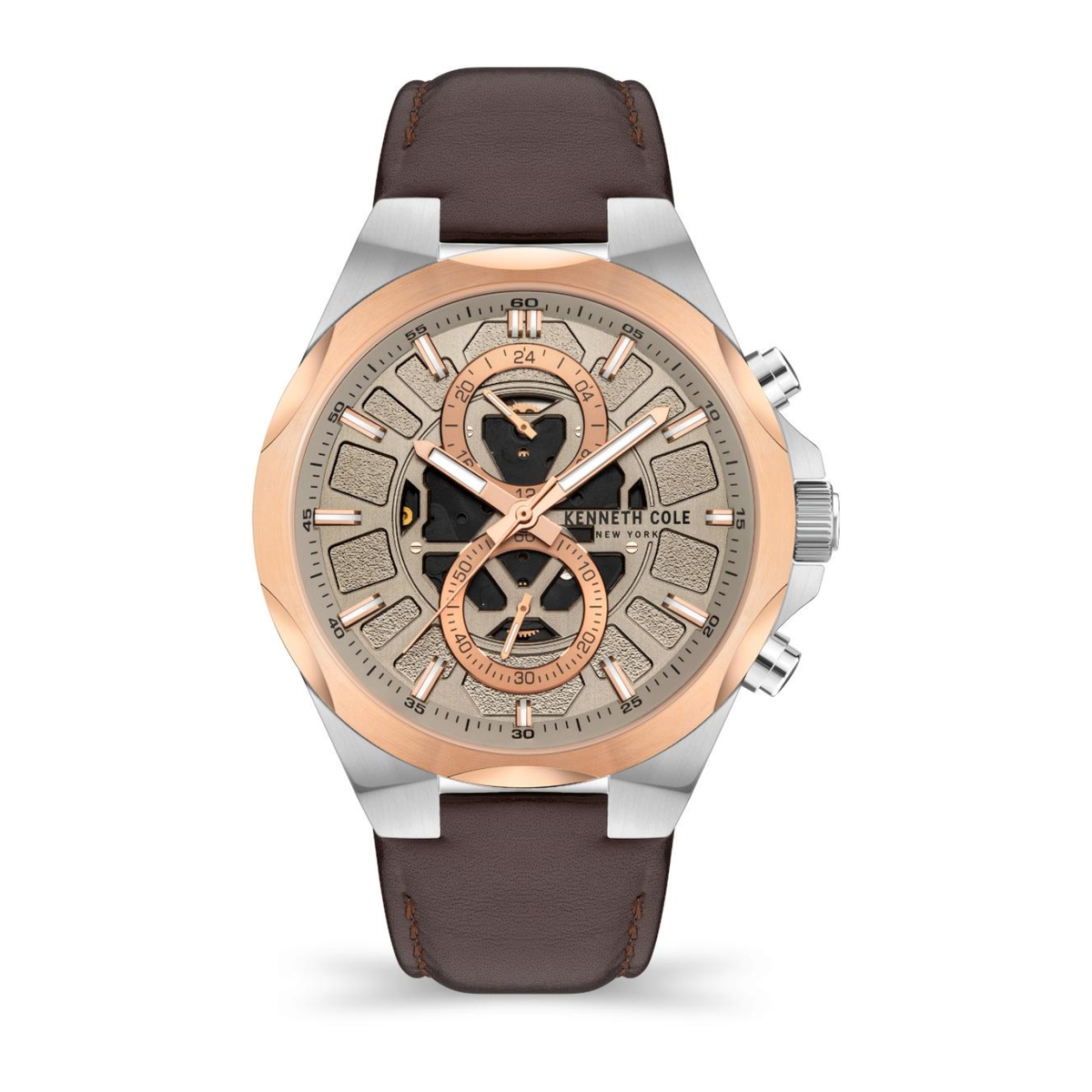 Reloj Kenneth Cole Modern Dress Sport Marrón, Plateado y Oro Rosa Análogo de Hombre
