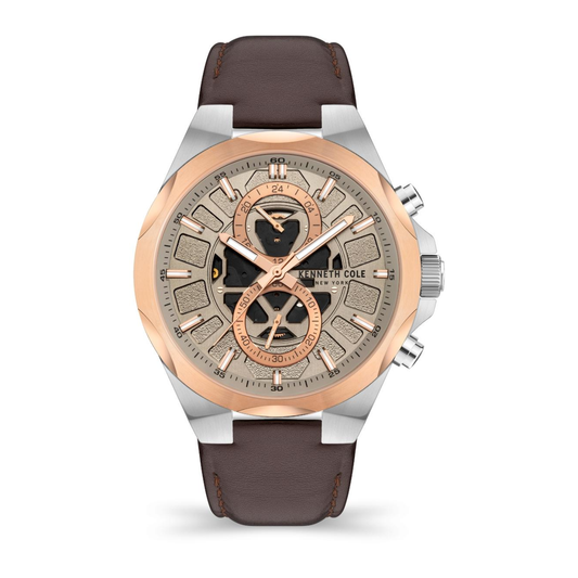 Reloj Kenneth Cole Modern Dress Sport Marrón, Plateado y Oro Rosa Análogo de Hombre