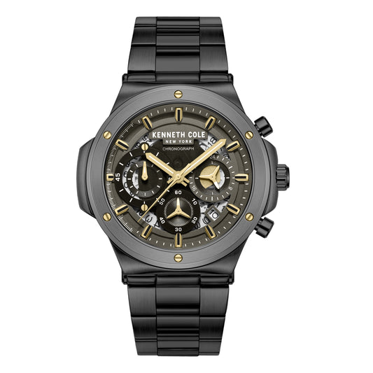 Reloj Análogo Kenneth Cole New York Cuarzo Negro y Dorado de Hombre