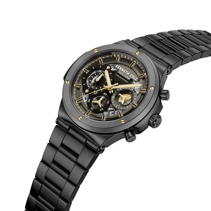 Reloj Análogo Kenneth Cole New York Cuarzo Negro y Dorado de Hombre