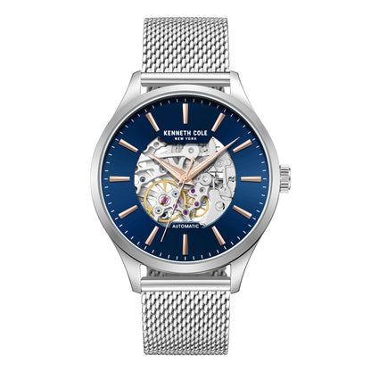 Reloj Análogo Kenneth Cole Brooklyn Automático Azul y Plateado de Hombre