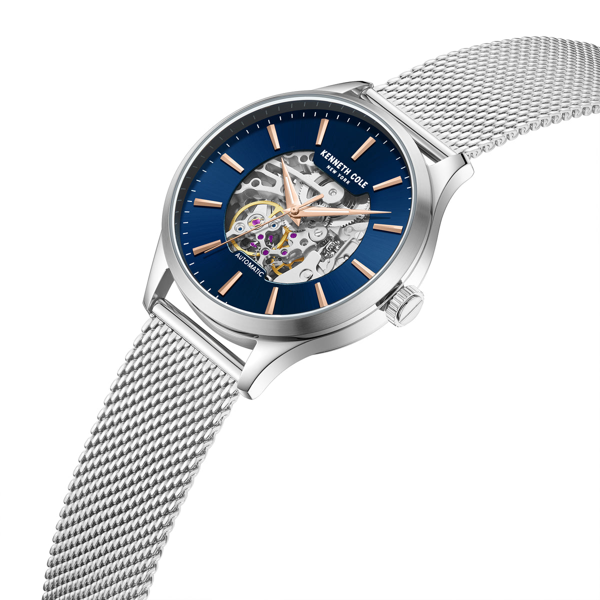 Reloj Análogo Kenneth Cole Brooklyn Automático Azul y Plateado de Hombre