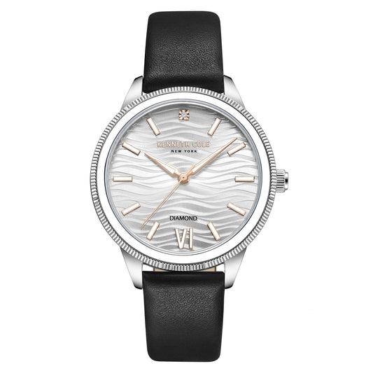 Reloj Kenneth Cole Modern Classic Leather Negro y Plateado Análogo de Mujer
