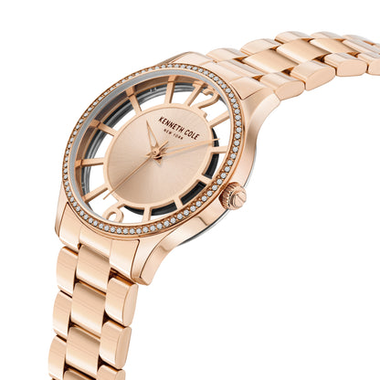 Reloj Análogo Skeleton Luxury Rose gold de Mujer