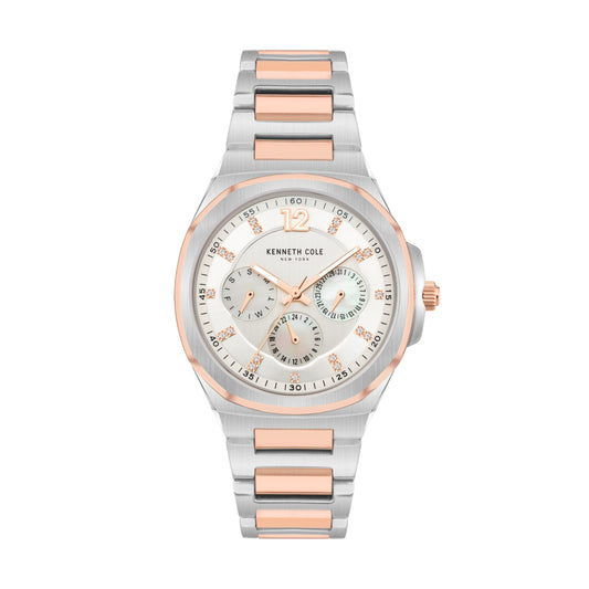 Reloj Análogo Multifunción Ejecutivo Plateado de Mujer