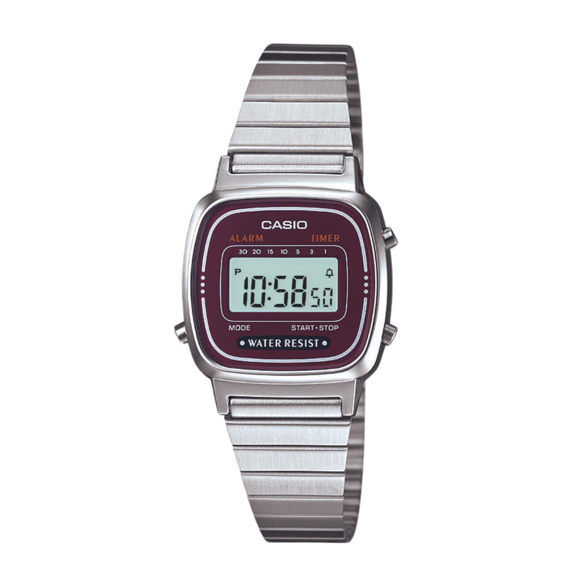 Reloj Digital Casual Plateado de Mujer