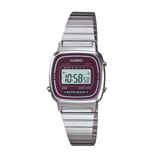 Reloj Digital Casual Plateado de Mujer