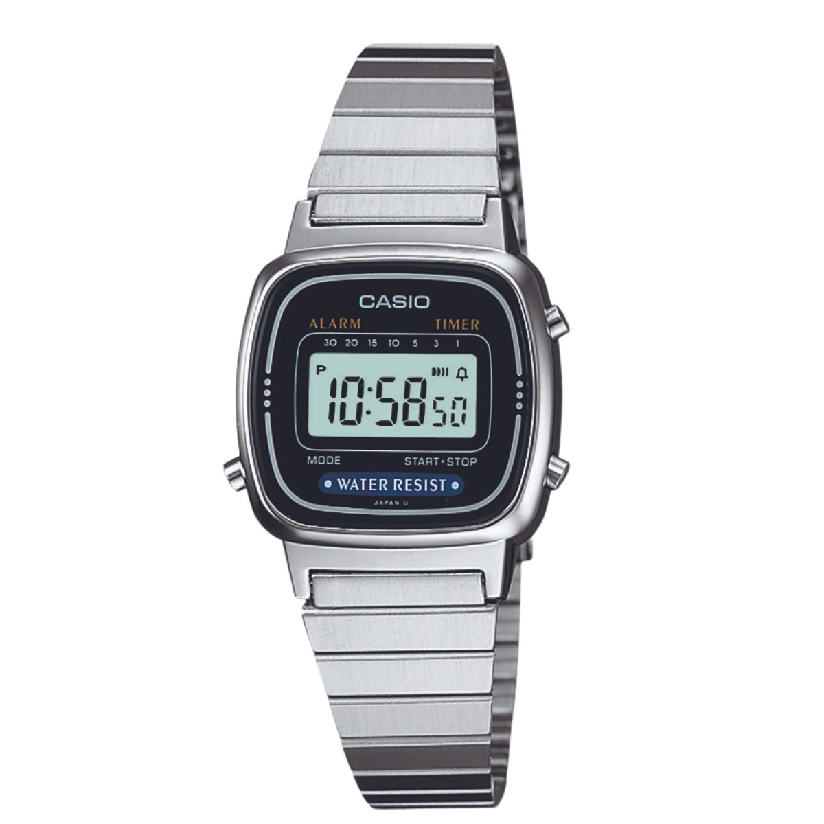 Reloj Digital Casual Plateado de Mujer