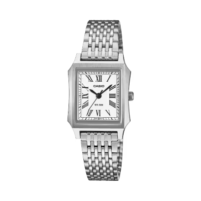 Reloj Análogo Casio Cuarzo Blanco y Plateado de Mujer