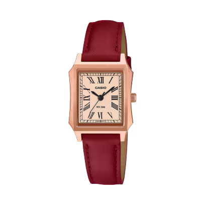 Reloj Análogo Casio Cuarzo Oro Rosa y Rojo de Mujer