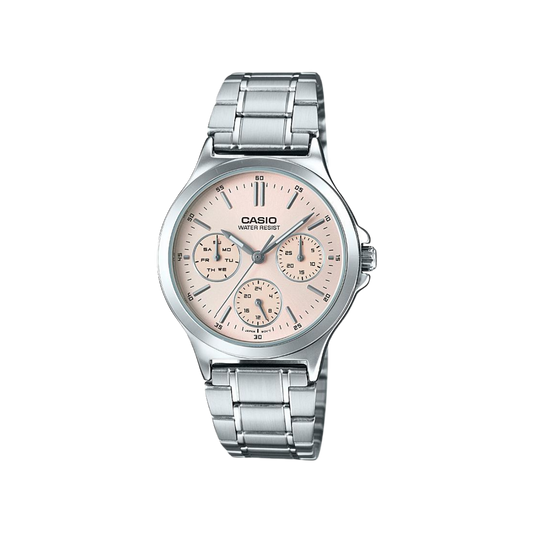 Reloj Análogo Multifunción Casual Plateado de Mujer