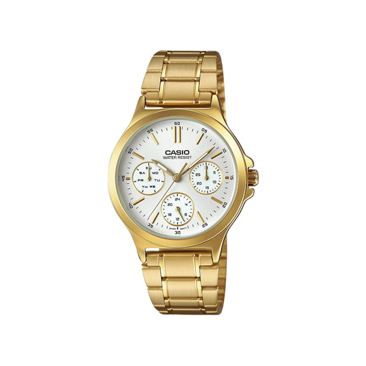 Reloj Análogo Multifunción Casual Dorado de Mujer