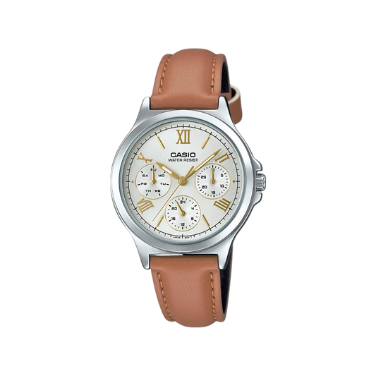 Reloj Análogo Multifunción Casual Plateado de Mujer