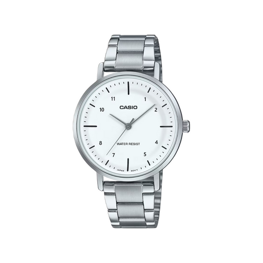 Reloj Análogo Clásico Plateado de Mujer
