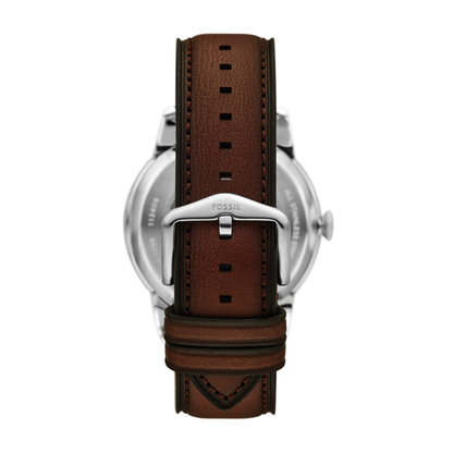 Reloj Análogo Automático De Hombre Fossil Townsman Marrón, Crema Y Plateado