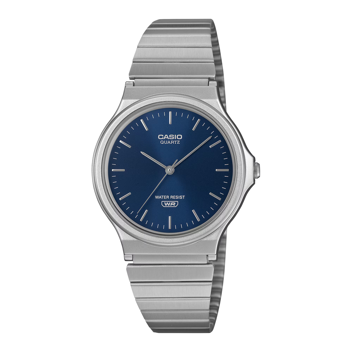 Reloj Análogo Clásico Plateado con Azul de Hombre