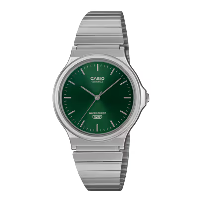Reloj Análogo Clásico Plateado con Verde Unisex